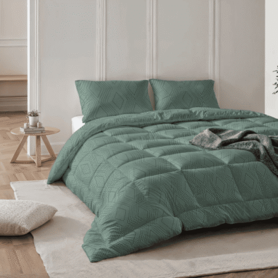 Lazy donkergroen dekbed met kussenslopen