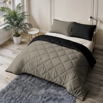 Easy dekbed taupe/zwart